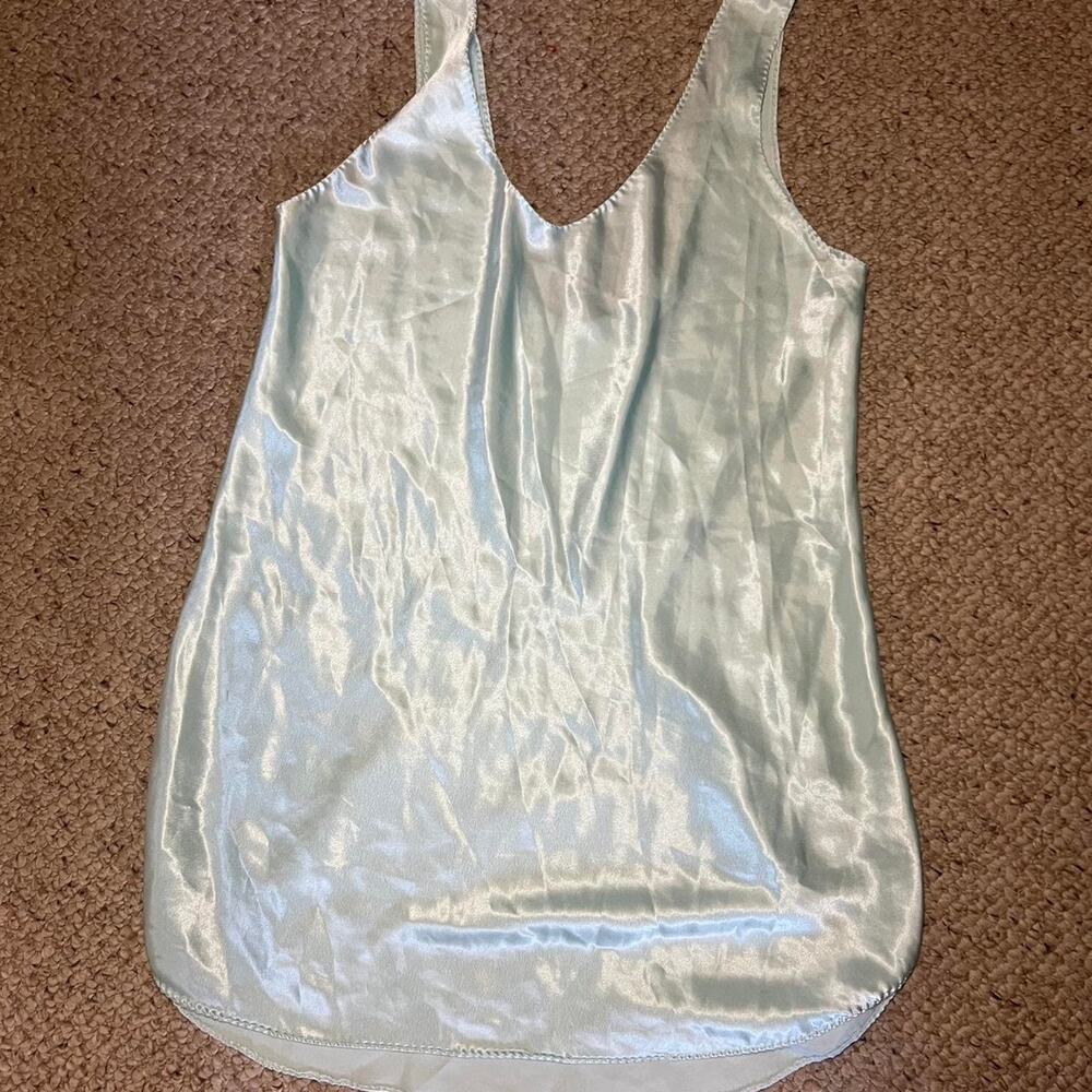 Baby blue satin slip dress